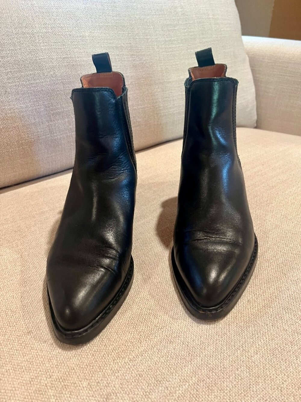 Coach Bowery Black Leather Chelsea Ankle Boots with Gold Charm Made in Italy